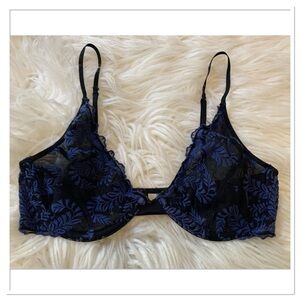 Free People Underwire Crimson Clover Bra Black Blue Size 32C